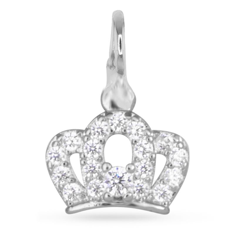 Crown CZ Charm Silver